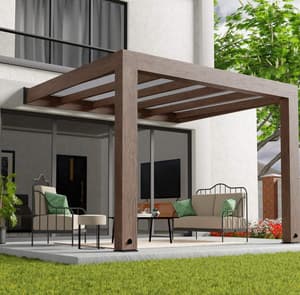 Palram Canopia Helsinki 3m x 3.4m Cedar Wood Patio Cover