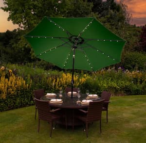Lichfield Green 2.7m Tilt Parasol with LEDs