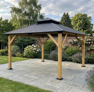 Norfolk Collection Ottawa 3m x 3.65m Cedar Wood Gazebo with Double Roof