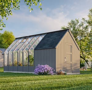 Palmako Emilia M+ 8x18 Wooden with Tool Shed Painted Grey