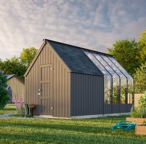 Palmako Emilia S+ 8x14 Wooden with Shed Painted Grey