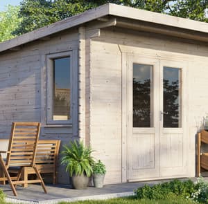 Power 12x10 Pent Log Cabin 28mm