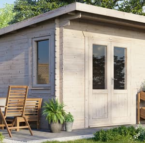 Power 12x12 Pent Log Cabin 28mm