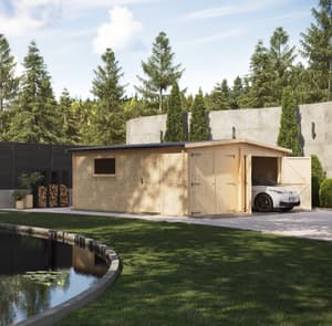 Power 18x20 Apex Log Cabin Double Garage 44mm