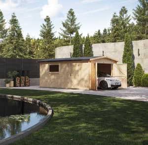 Power 18x18 Apex Log Cabin Garage 44mm