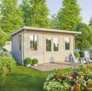 Power 12x10 Pent Classic Log Cabin 44mm