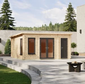 Power 16x12 Pent Combi Log Cabin 44mm
