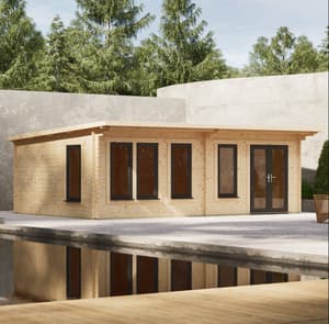 Power 24x14 Pent Manor Log Cabin 44mm