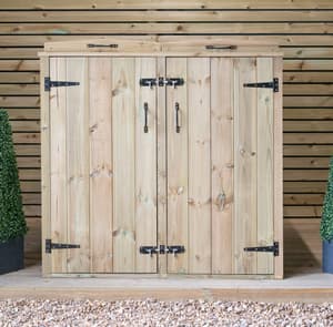 Garden Village Double Wooden Wheelie Bin Store 140 Litre
