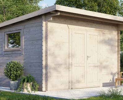 Power 14x14 Pent Workshop Log Cabin
