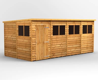 Power 16x8 Overlap Pent Wooden Shed
