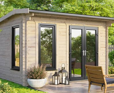 Power 12x10 Apex Log Cabin 44mm