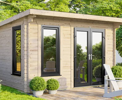 Power 12x10 Pent Log Cabin 44mm
