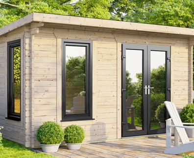 Power 14x10 Pent Log Cabin 44mm