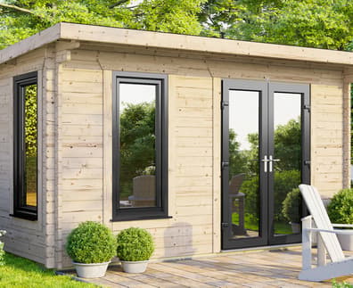 Power 14x12 Pent Log Cabin 44mm