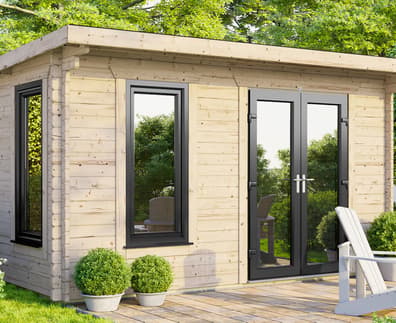 Power 14x14 Pent Log Cabin 44mm