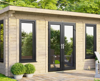 Power 16x14 Pent Log Cabin 44mm