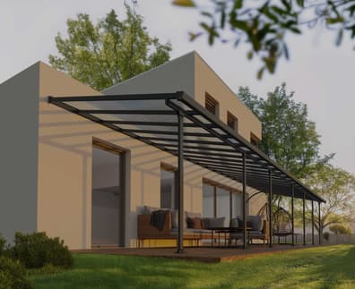 Palram Canopia Feria 3m x 12.8m Patio Cover in Grey
