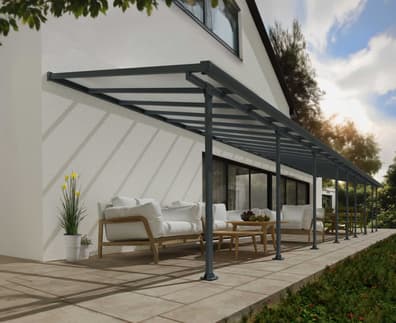 Palram Canopia Feria 3m x 13.4m Patio Cover in Grey
