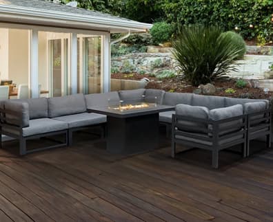 Lichfield Modular Garden Furniture Set With Fire Pit Table