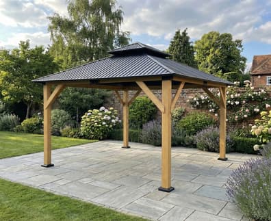 Norfolk Collection Ottawa 3m x 3.65m Cedar Wood Gazebo with Double Roof