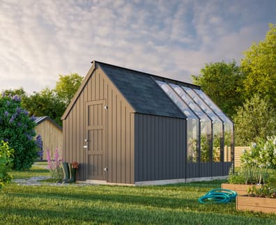 Palmako Emilia S+ 8x14 Wooden with Shed Painted Grey