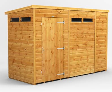 Power 10x4 Pent Security Shed Single Door