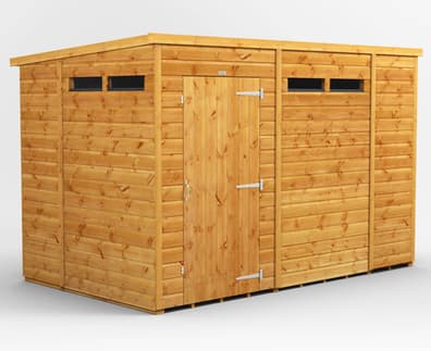 Power 10x6 Pent Security Shed Single Door