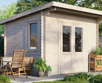 Power 12x10 Pent Log Cabin 28mm