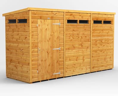 Power 12x4 Pent Security Shed Single Door