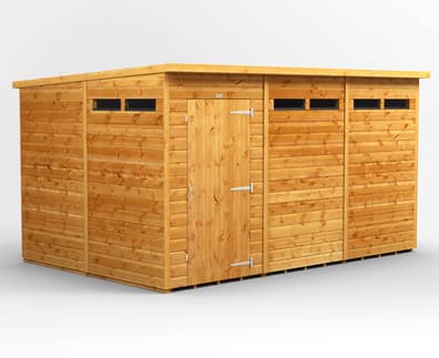 Power 12x8 Pent Security Shed Single Door