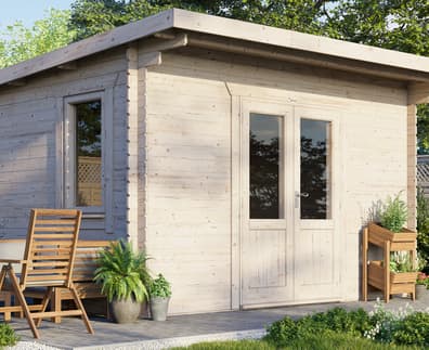 Power 14x14 Pent Log Cabin 28mm