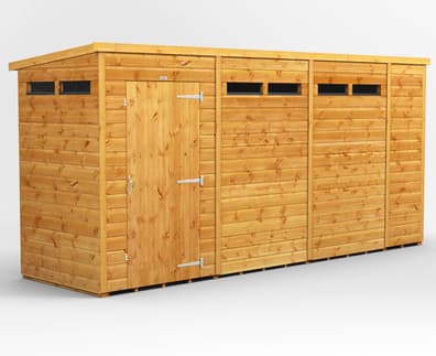 Power 14x4 Pent Security Shed Single Door