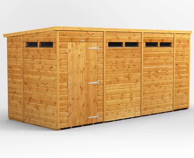 Power 14x6 Pent Security Shed Single Door
