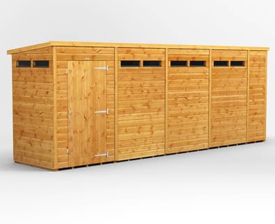 Power 18x4 Pent Security Shed Single Door