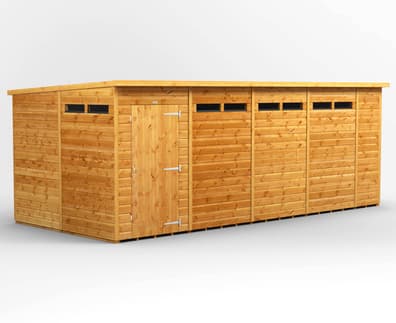 Power 18x8 Pent Security Shed Single Door