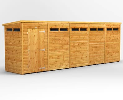 Power 20x4 Pent Security Shed Single Door