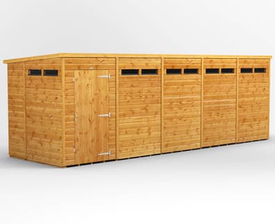 Power 20x6 Pent Security Shed Single Door