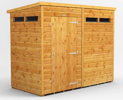 Power 8x4 Pent Security Shed Single Door