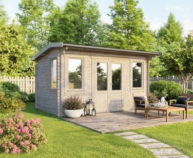 Power 12x10 Apex Classic Log Cabin 44mm