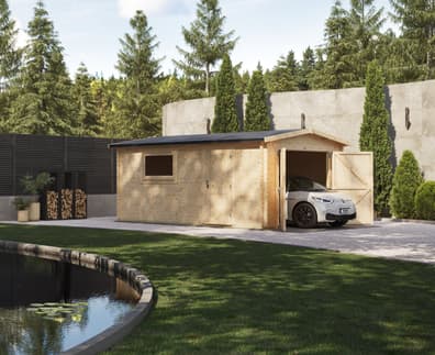 Power 16x10 Apex Log Cabin Garage 44mm