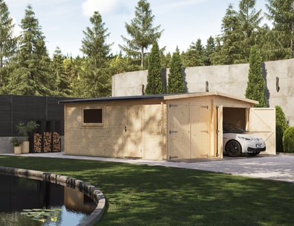 Power Apex Double Log Cabin Garages
