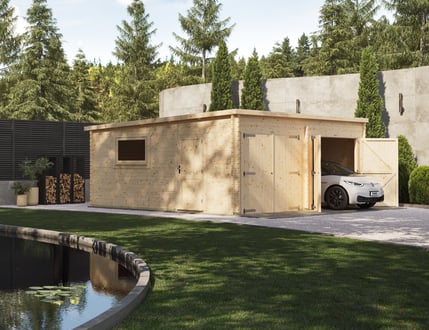 Power Pent Double Log Cabin Garages