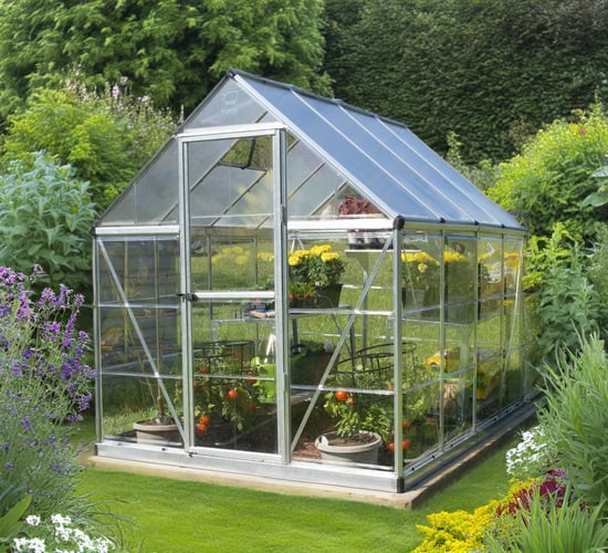 Palram Canopia Hybrid 6x8 Silver Polycarbonate Greenhouse