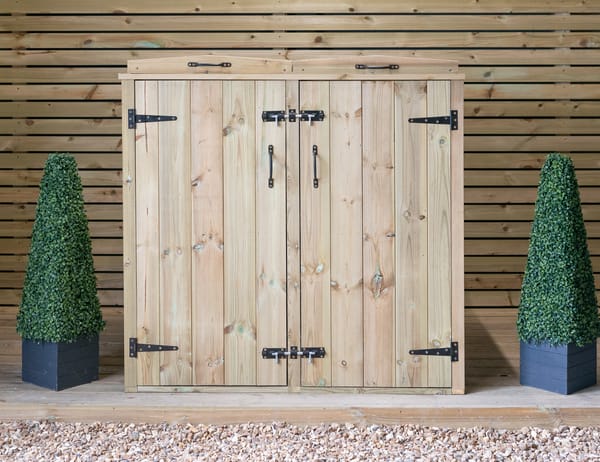 Garden Village Double Wooden Wheelie Bin Store 240 Litre
