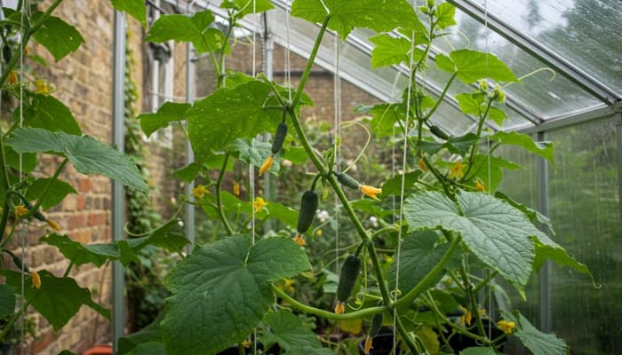 greenhouse cucumbers in june