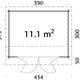 Palmako Ines 3.9x3m Log Cabin Dimensions