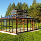 Janssens Kathedral orangery greenhouse in a custom RAL brown finish