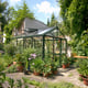 Janssens Master Victorian green greenhouse in a garden