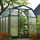 Palram Canopia Eco Grow 6x8 Green greenhouse front lifestyle photograph